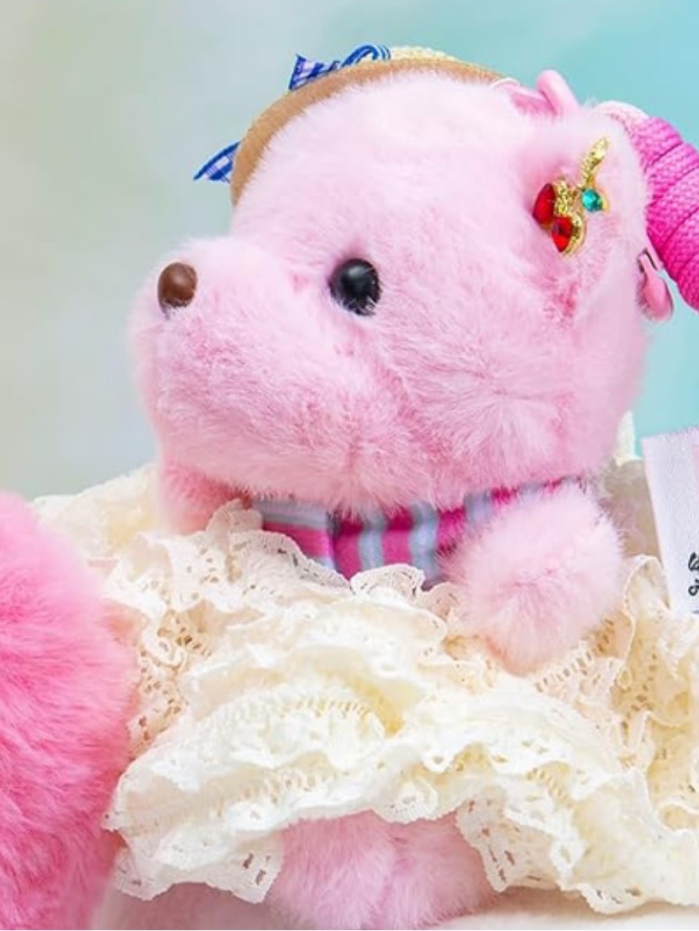 Plush pink bear bag charm keychain new in box - Picture 4 of 7